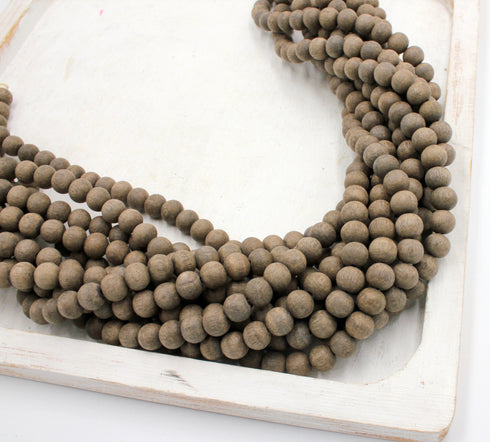 Unwaxed Graywood Beads, 8mm, Round